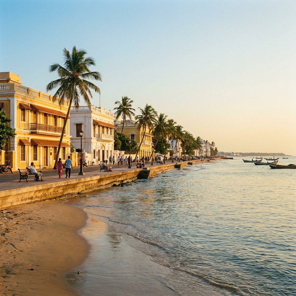 Beautiful view of Pondicherry coast